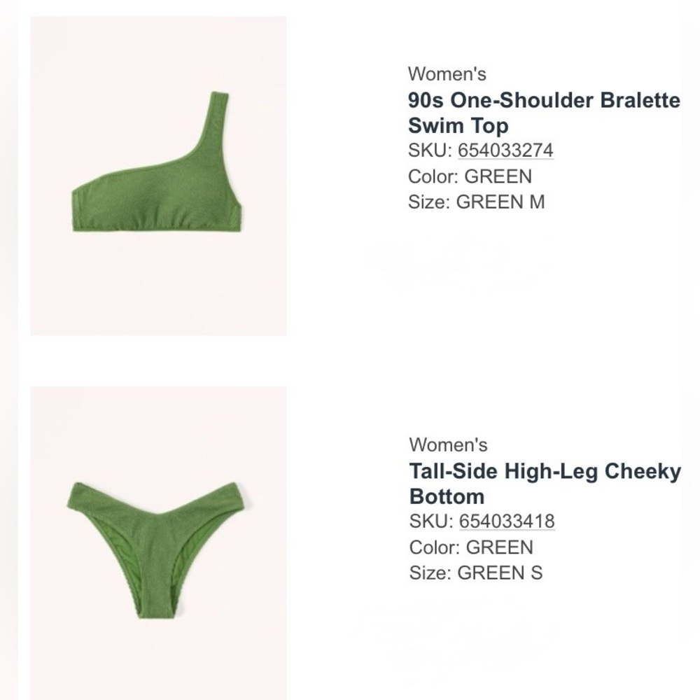 Abercrombie & Fitch Green One-Shoulder Bikini Set